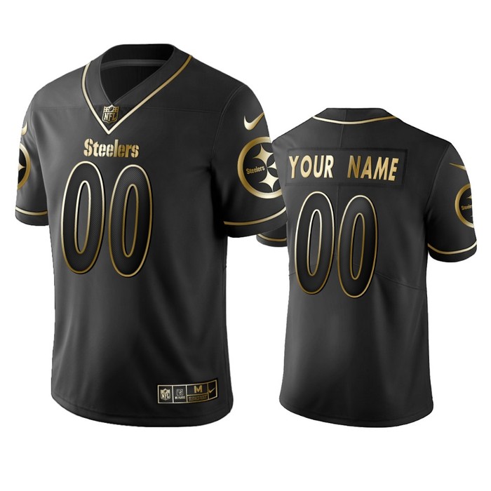 2019 Pittsburgh Steelers Custom Black Golden Edition Vapor Untouchable Limited Jersey - Mens