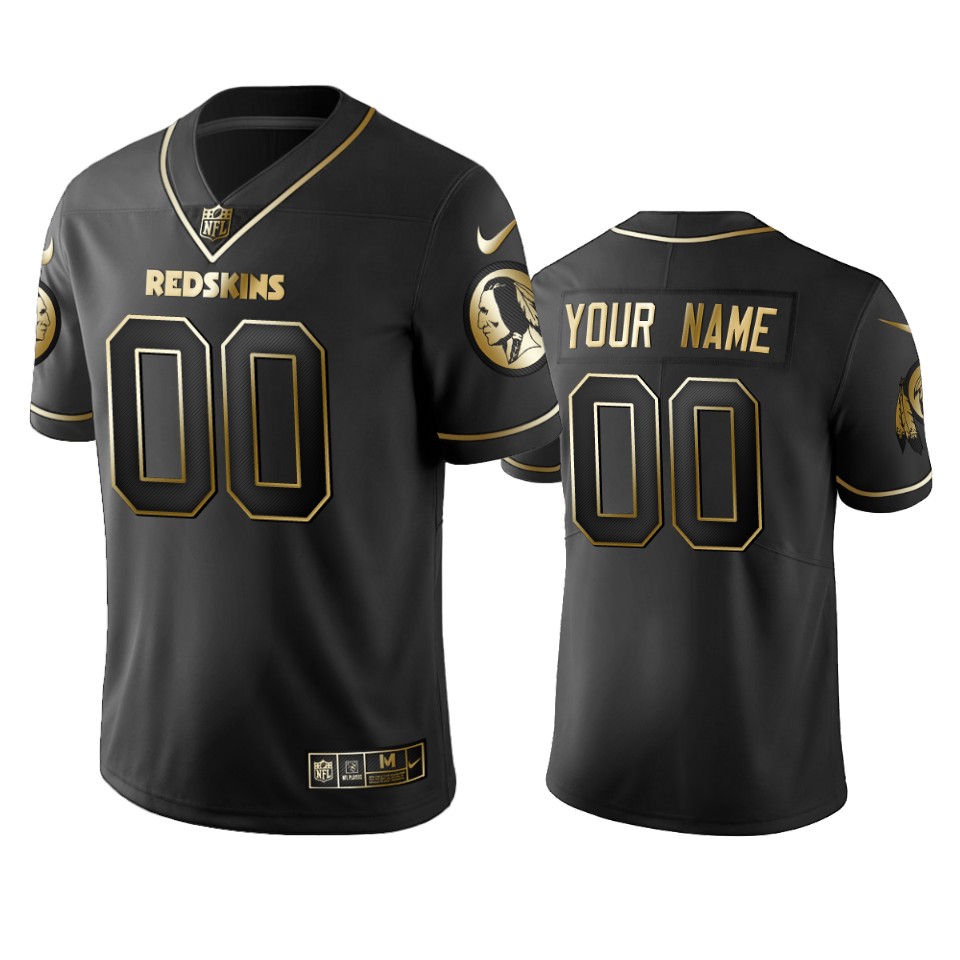 2019 Washington Redskins Custom Black Golden Edition Vapor Untouchable Limited Jersey - Mens - Cocomos