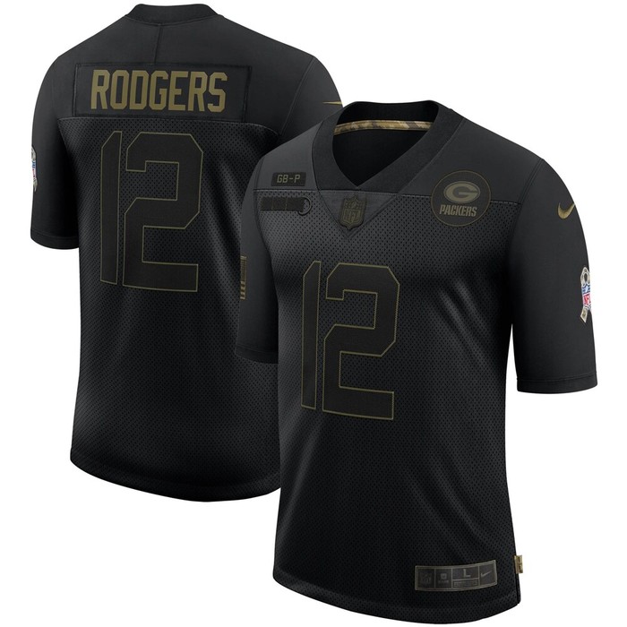 Aaron Rodgers Green Bay Packers 2020 Salute To Service Limited Jersey - Black