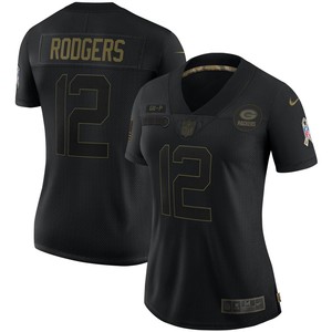 Aaron Rodgers Green Bay Packers Womens 2020 Salute To Service Limited Jersey - Black