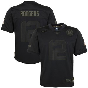 Aaron Rodgers Green Bay Packers Youth 2020 Salute To Service Game Jersey - Black