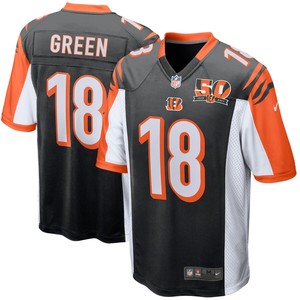 A.j. Green Cincinnati Bengals Nike 50th Anniversary Patch Game Jersey - Black