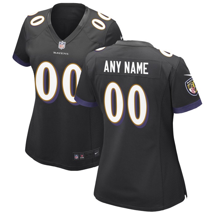 Baltimore Ravens Womens Alternate Custom Game Jersey - Black Custom Jerseys Nfl