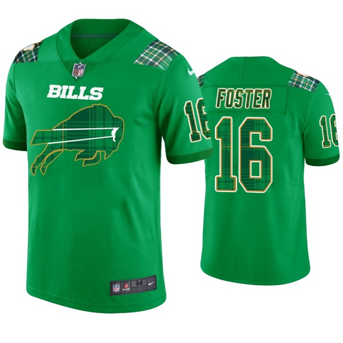 Buffalo Bills #16 Robert Foster Kelly Green St. Patricks Day Jersey - Men