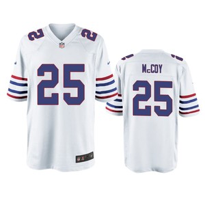 Buffalo Bills Lesean Mccoy White Throwback Game Jersey - Men - Cocomos