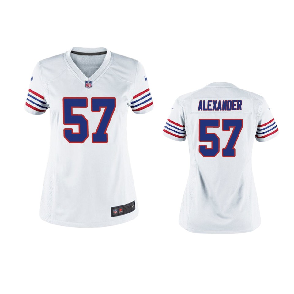 Buffalo Bills Lorenzo Alexander White Throwback Game Jersey - Women - Cocomos