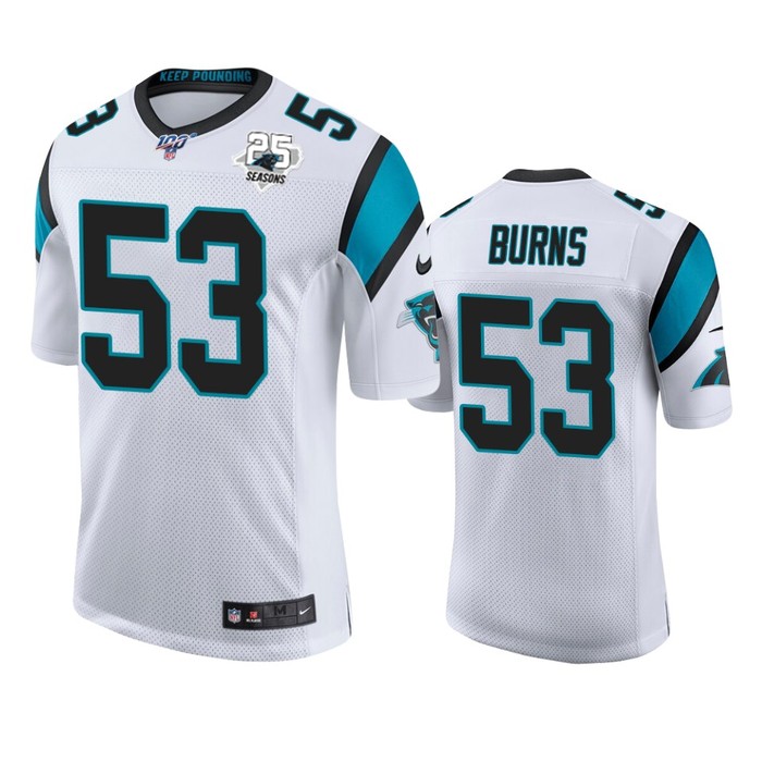 Carolina Panthers Brian Burns White 25th Season Vapor Limited Jersey