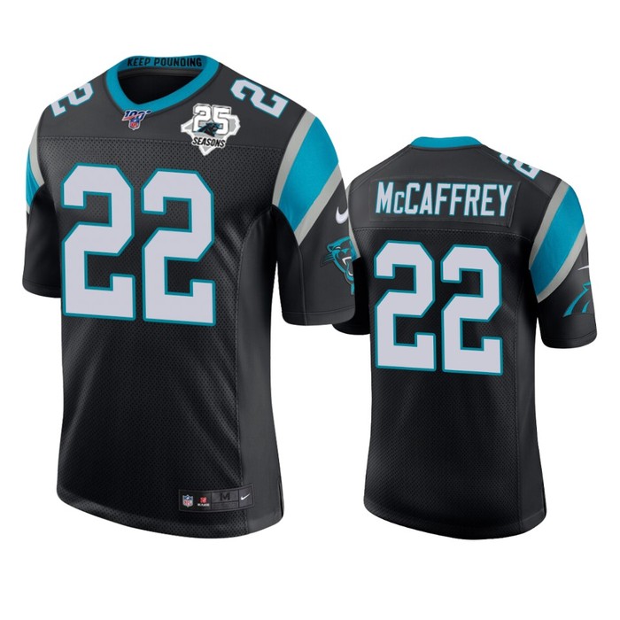 Carolina Panthers Christian Mccaffrey Black 25th Season Vapor Limited Jersey