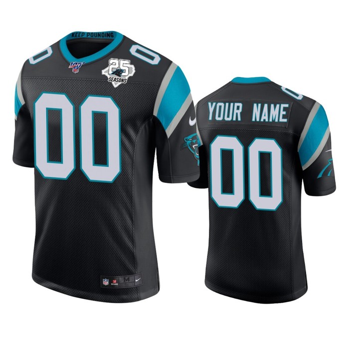 Carolina Panthers Custom Black 25th Season Vapor Limited Jersey