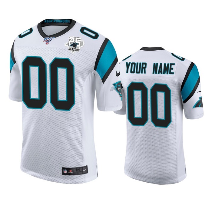 Carolina Panthers Custom White 100th Season Vapor Limited Jersey - Cocomos