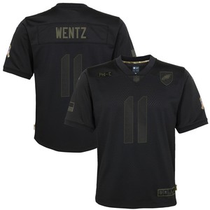 Carson Wentz Philadelphia Eagles Youth 2020 Salute To Service Game Jersey - Black