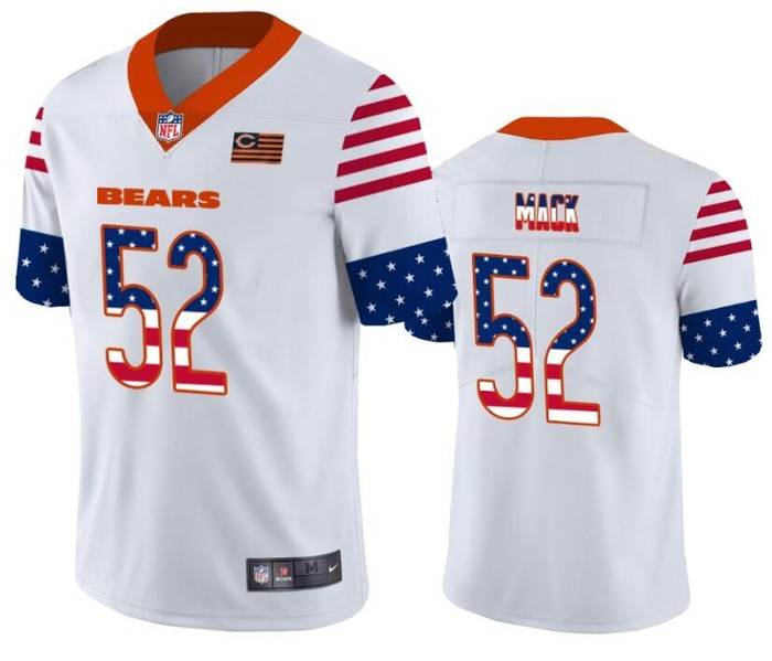 Chicago Bears 52 White Throwback Flag Jersey