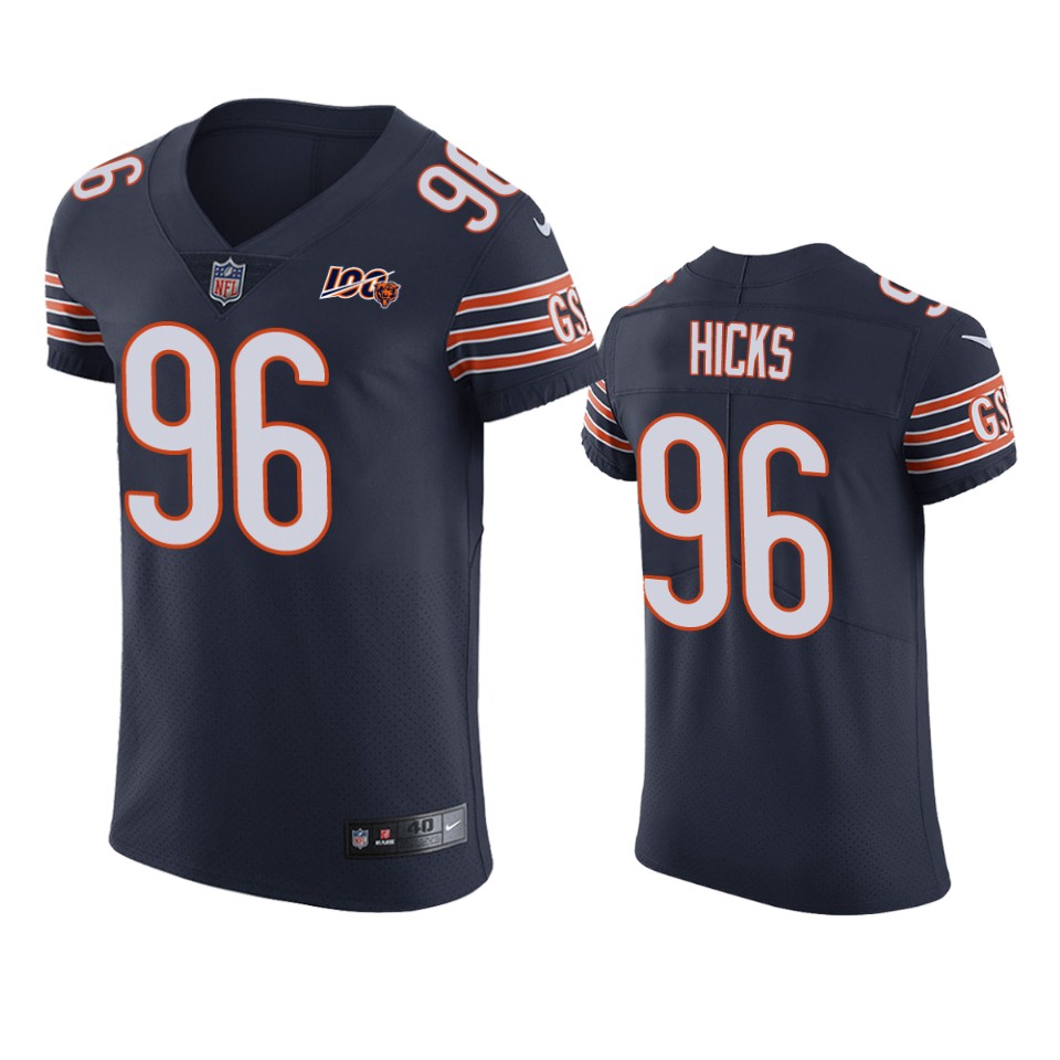 Chicago Bears Akiem Hicks Navy 100th Season Vapor Elite Jersey - Cocomos