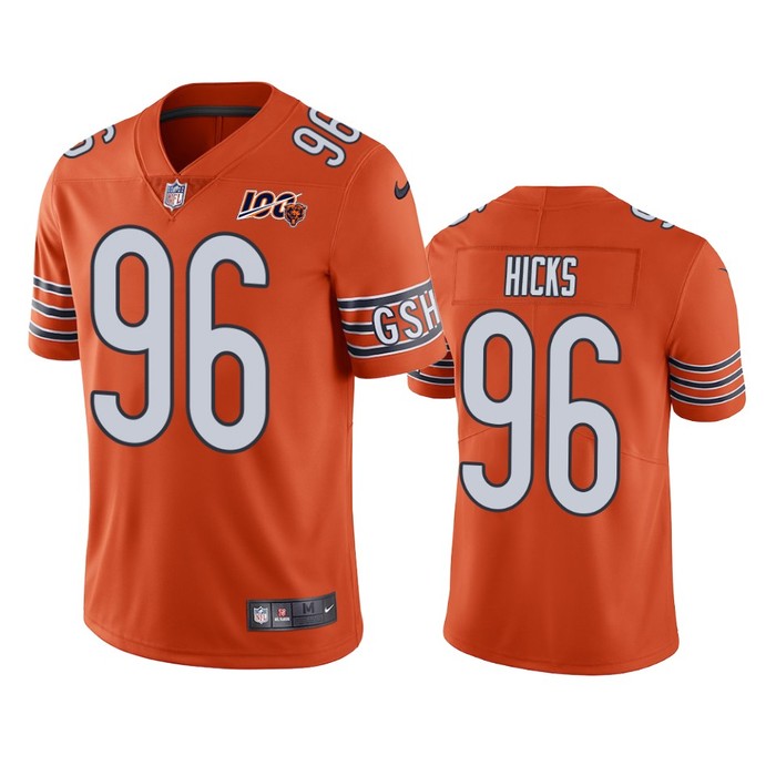 Chicago Bears Akiem Hicks Orange 100th Season Vapor Limited Jersey