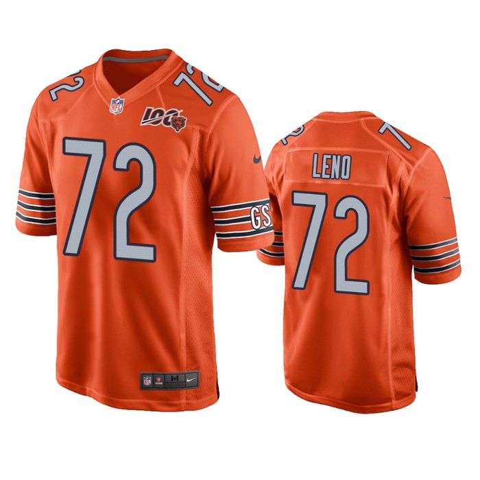 Chicago Bears Charles Leno Orange 100th Season Game Jersey - Mens