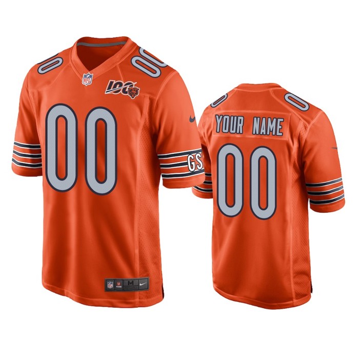 Chicago Bears Custom Orange 100th Season Game Jersey - Mens