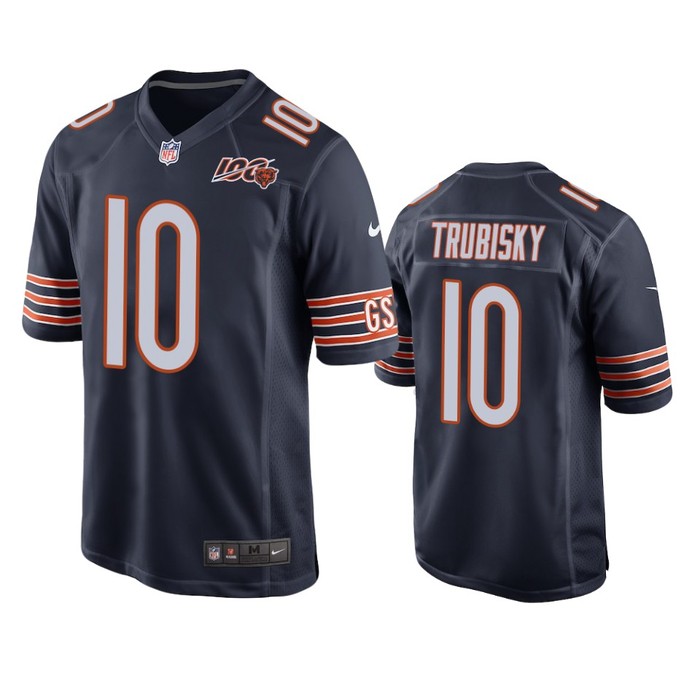 Chicago Bears Mitchell Trubisky Navy 100th Season Game Jersey - Mens - Cocomos