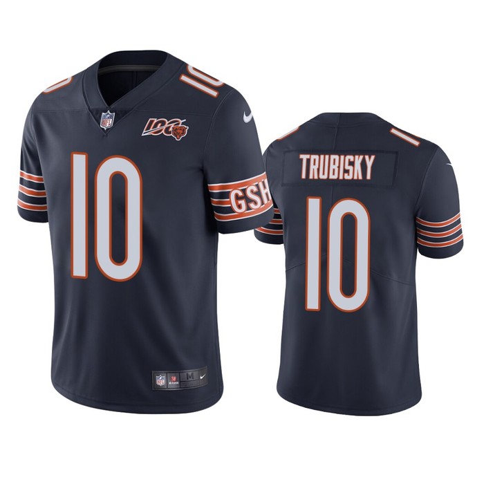 Chicago Bears Mitchell Trubisky Navy 100th Season Limited Jersey - Mens