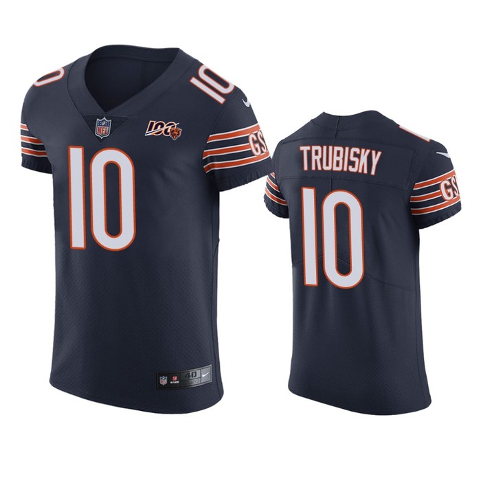 Chicago Bears Mitchell Trubisky Navy 100th Season Vapor Elite Jersey