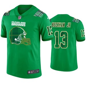 Cleveland Browns #13 Odell Beckham Jr. Jersey St. Patricks Day Kelly Green - Mens