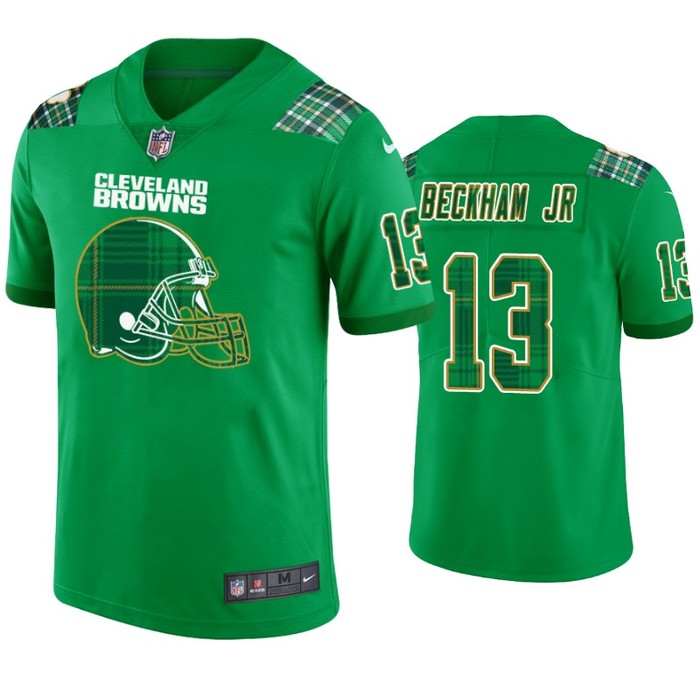 Cleveland Browns #13 Odell Beckham Jr. Jersey St. Patricks Day Kelly Green - Mens