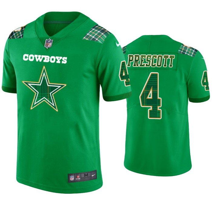 Dak Prescott Dallas Cowboys #4 Jersey St. Patricks Day Kelly Green Lucky - Men