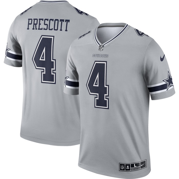 Dak Prescott Dallas Cowboys Inverted Legend Jersey - Gray Nfl