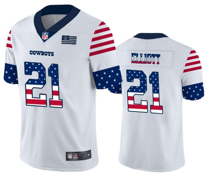 Dallas Cowboys 21 White Throwback Flag Jersey