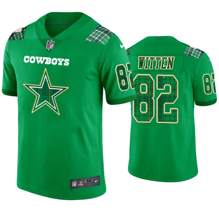 Dallas Cowboys #82 Jason Witten Jersey St. Patricks Day Green - Mens