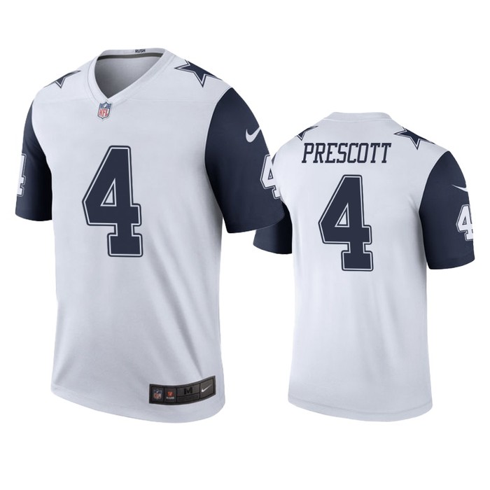 Dallas Cowboys Dak Prescott White Color Rush Legend Jersey - Men