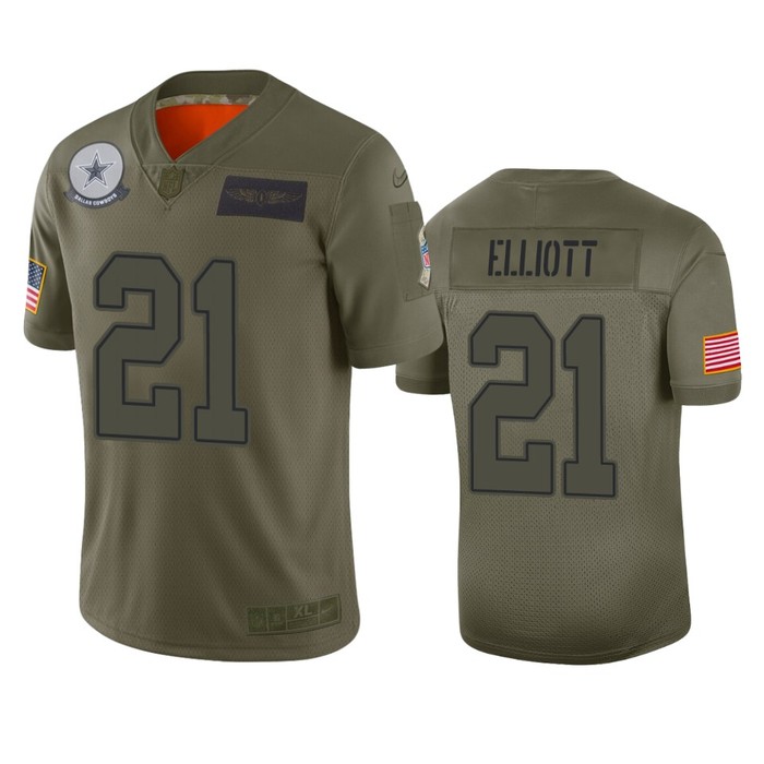 Dallas Cowboys Ezekiel Elliott Camo 2019 Salute To Service Limited Jersey