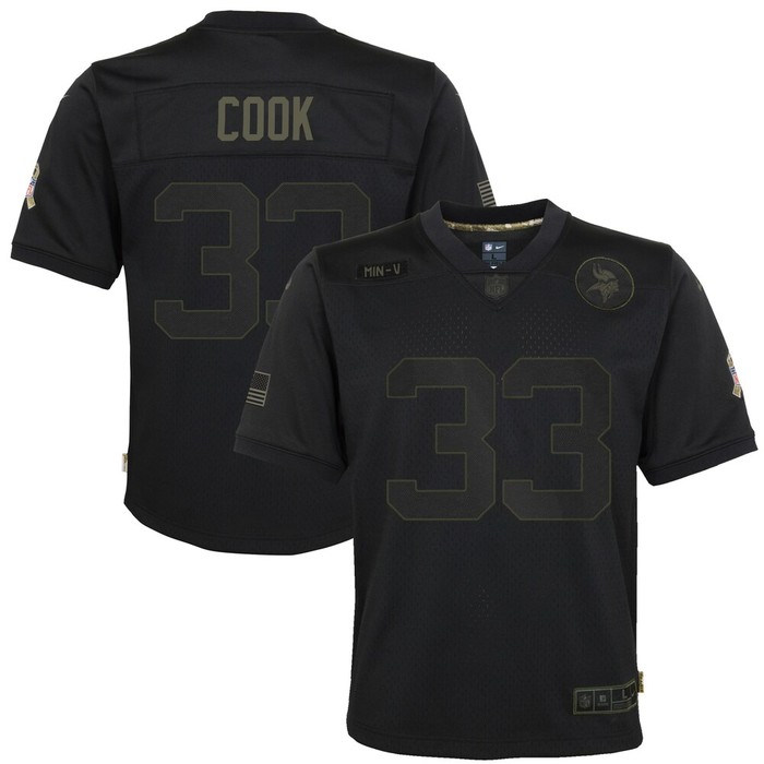 Dalvin Cook Minnesota Vikings Youth 2020 Salute To Service Game Jersey - Black