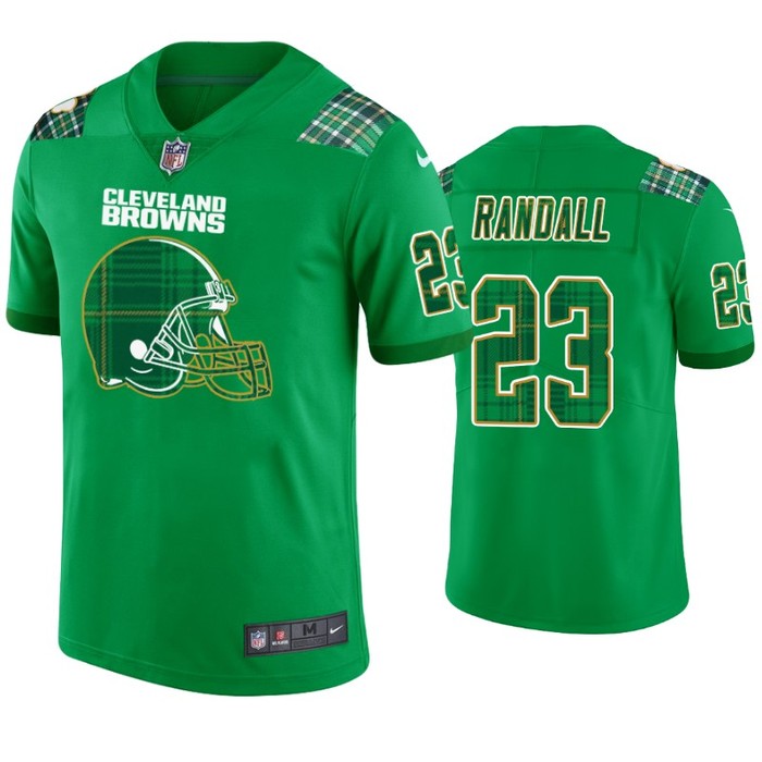 Damarious Randall Cleveland Browns #23 Jersey St. Patricks Day Kelly Green Lucky - Men