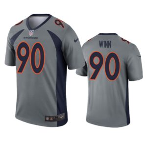 Denver Broncos Billy Winn Gray Inverted Legend Jersey - Cocomos