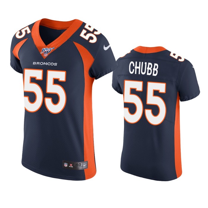 Denver Broncos Bradley Chubb Navy 100th Season Vapor Elite Jersey