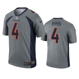 Denver Broncos Brett Rypien Gray Inverted Legend Jersey - Cocomos