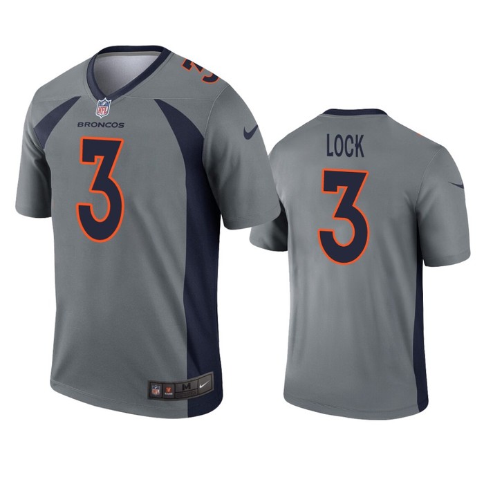 Denver Broncos Drew Lock Gray Inverted Legend Jersey