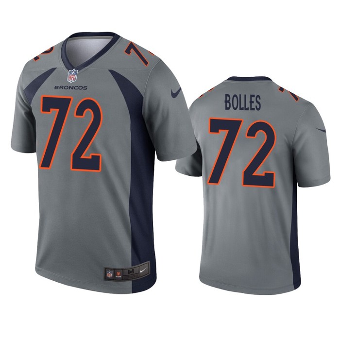 Denver Broncos Garett Bolles Gray Inverted Legend Jersey - Cocomos