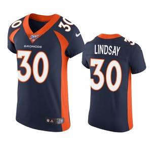 Denver Broncos Phillip Lindsay Navy 100th Season Vapor Elite Jersey