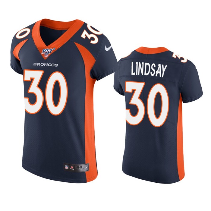 Denver Broncos Phillip Lindsay Navy 100th Season Vapor Elite Jersey