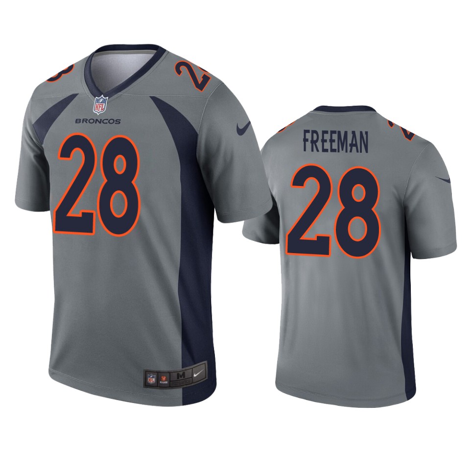 Denver Broncos Royce Freeman Gray Inverted Legend Jersey - Cocomos