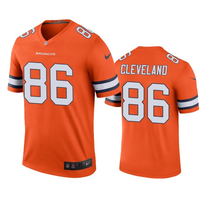 Denver Broncos Tyrie Cleveland Orange Color Rush Legend Jersey