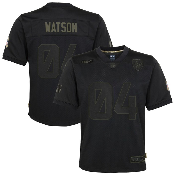 Deshaun Watson Houston Texans Youth 2020 Salute To Service Game Jersey - Black