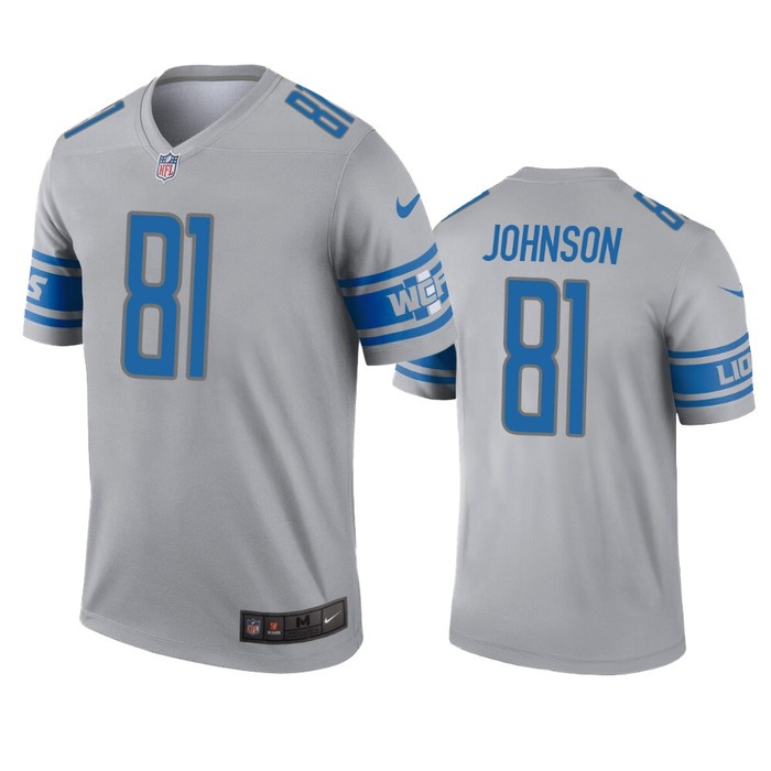 Detroit Lions Calvin Johnson Gray Inverted Legend Jersey - Cocomos