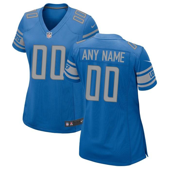 Detroit Lions Womens Custom Game Jersey Blue Custom Jerseys Nfl