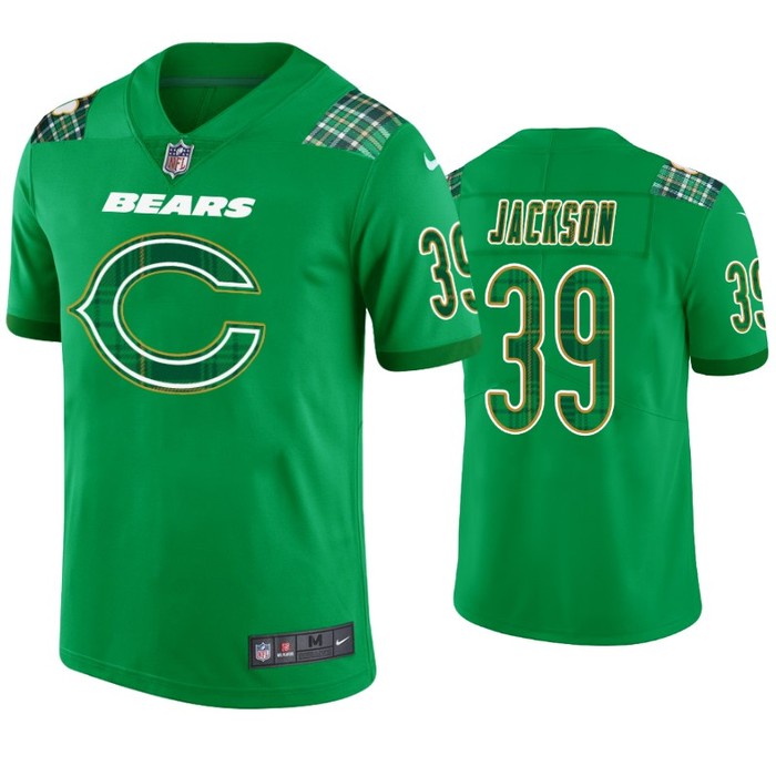 Eddie Jackson Chicago Bears #39 Jersey St. Patricks Day Kelly Green Lucky - Men