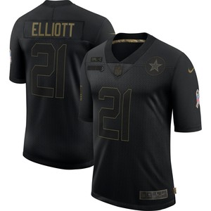 Ezekiel Elliott Dallas Cowboys 2020 Salute To Service Limited Jersey - Black