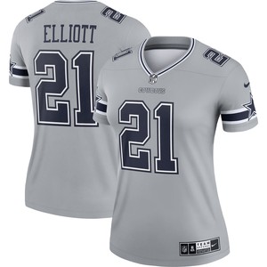 Ezekiel Elliott Dallas Cowboys Womens Inverted Legend Jersey - Gray Nfl