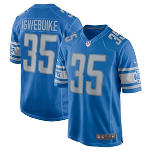 Godwin Igwebuike Detroit Lions Game Jersey - Blue Nfl