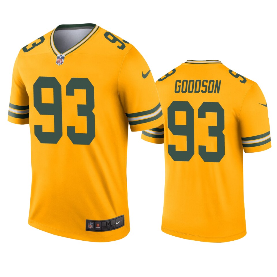 Green Bay Packers B.j. Goodson Gold Inverted Legend Jersey - Cocomos